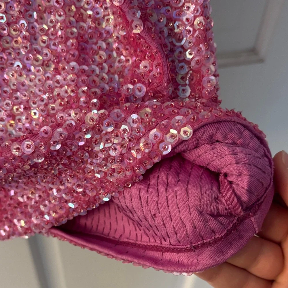 bebe Pink Sequin Scoop Tank - Picture 3 of 5